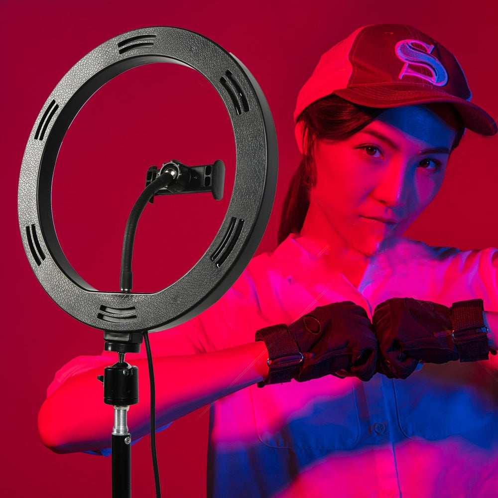 26cm Colorful RGB Ring Light with Stand Phone Tripod Lighting Ring Light with Remote Camera Holder