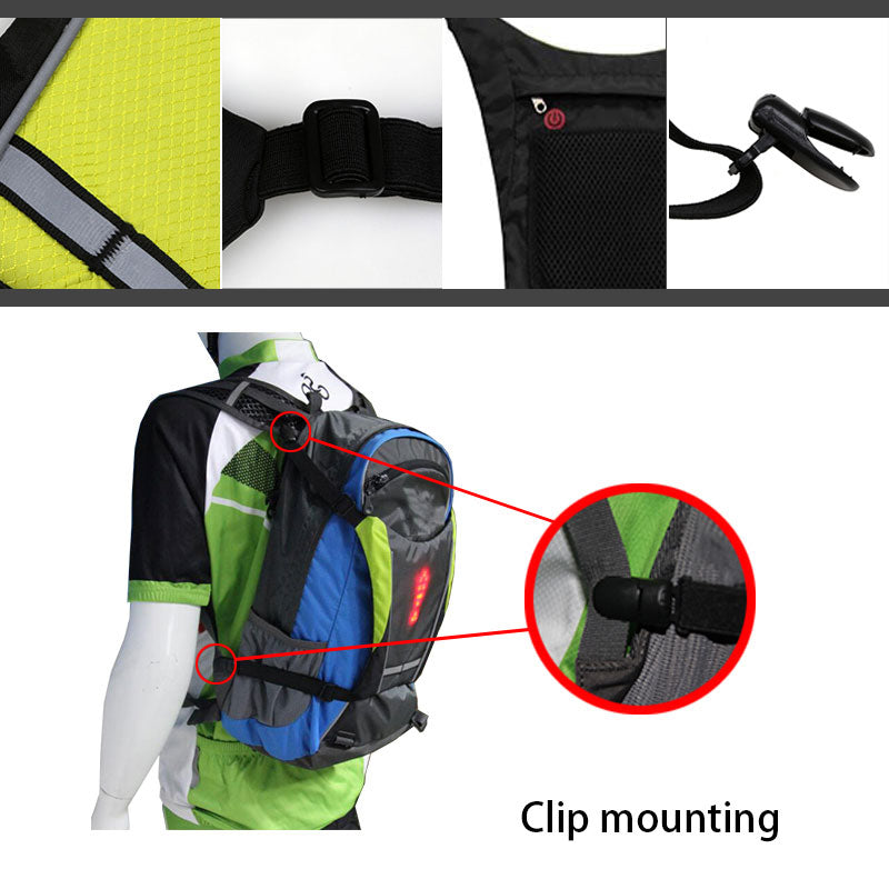 Unisex Wireless Reflective Cycling Vest 4 LED Turn Signal Light Vest USB Rechargeable Backpack