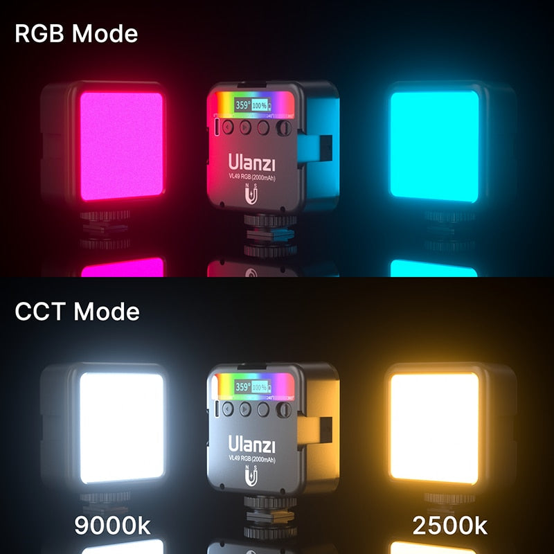 RGB LED Video Light 2700K-9000K On Camera Fill Light Photography Lighting Pocket