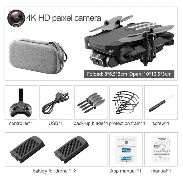 Mini RC Drone 4K HD Camera Quadcopter WiFi Fpv Air Pressure Altitude Hold Black