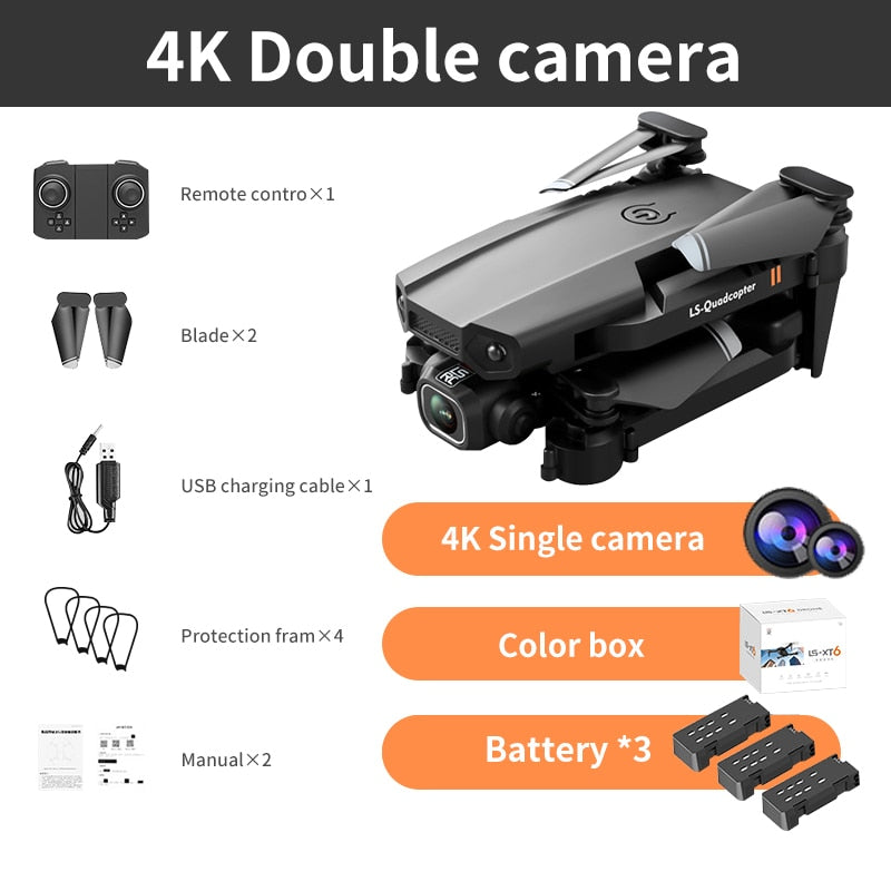 2022 New Mini Drone XT6 4K 1080P HD Camera WiFi Fpv Air Pressure Altitude Hold Foldable Quadcopter