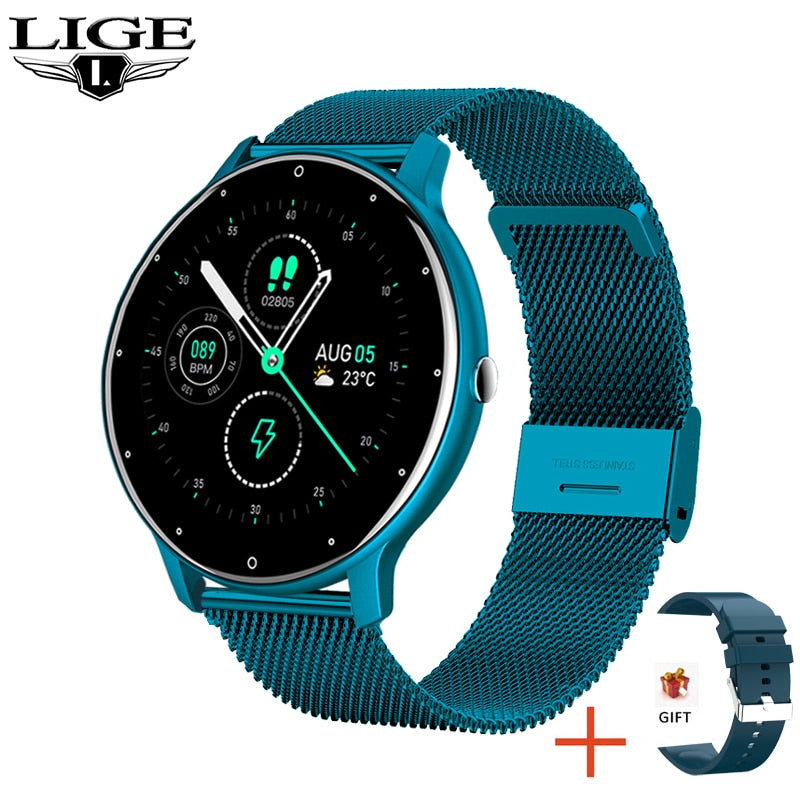 LIGE 2022 Smart watch Ladies Full touch Screen Sports Fitness watch IP67 waterproof