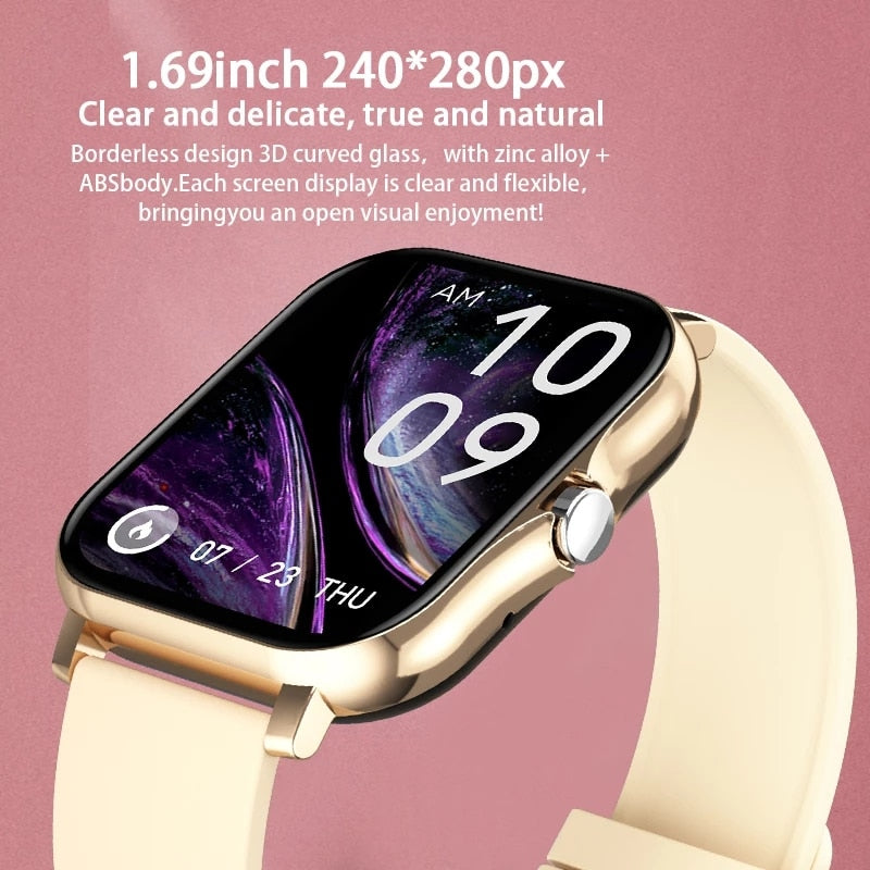 2022 New Women Smart watch Men Color Screen Full touch Fitness Tracker Bluetooth Call Smart Clock