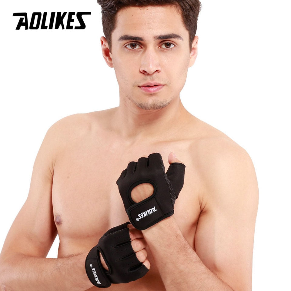 AOLIKES Fitness Half Finger Gloves Weight Lifting Breathable Training Gloves Anti-slip Men Women S/M/L