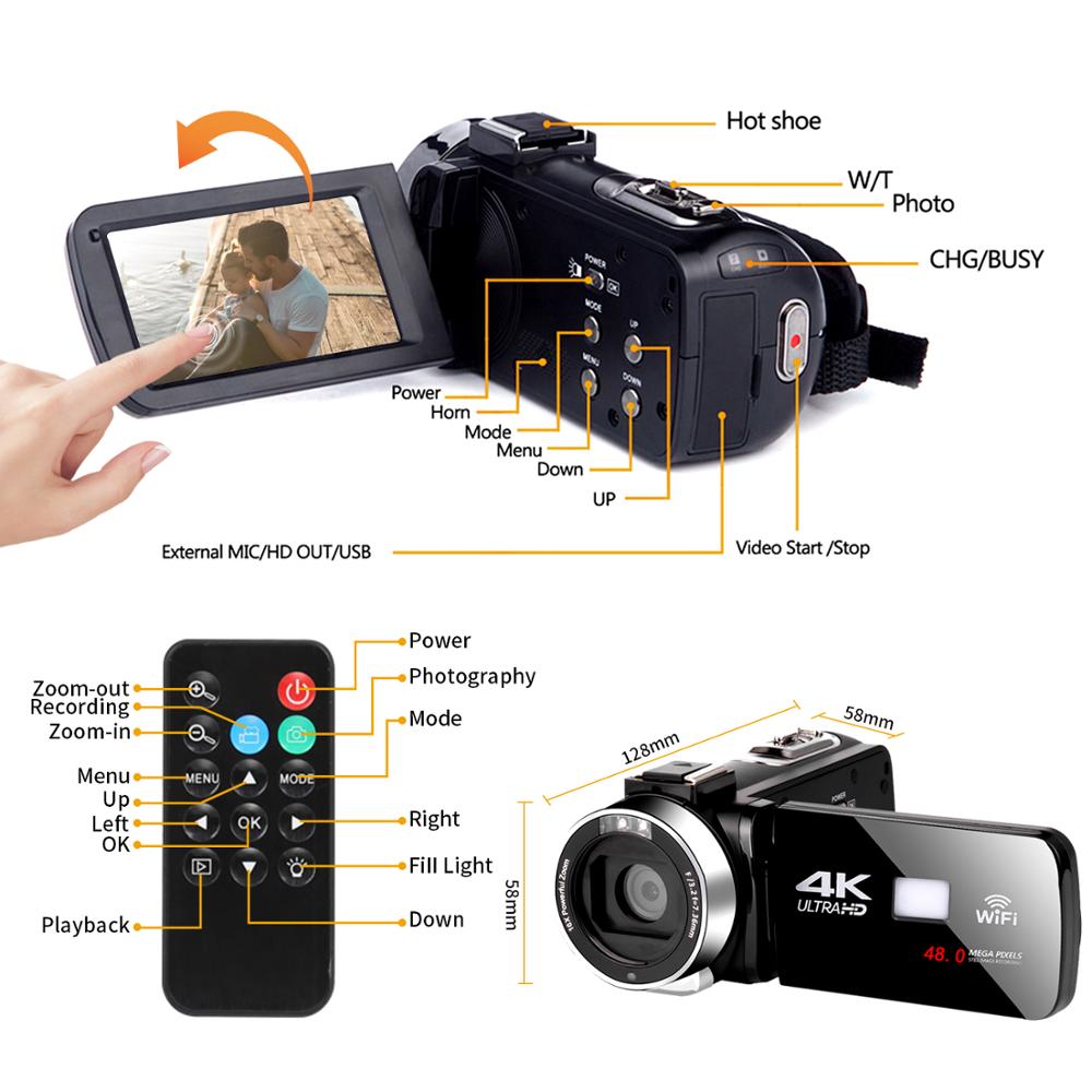 Hot Selling 4K Video Camera 48MP Vlogging For Youbute Recorder Handycam