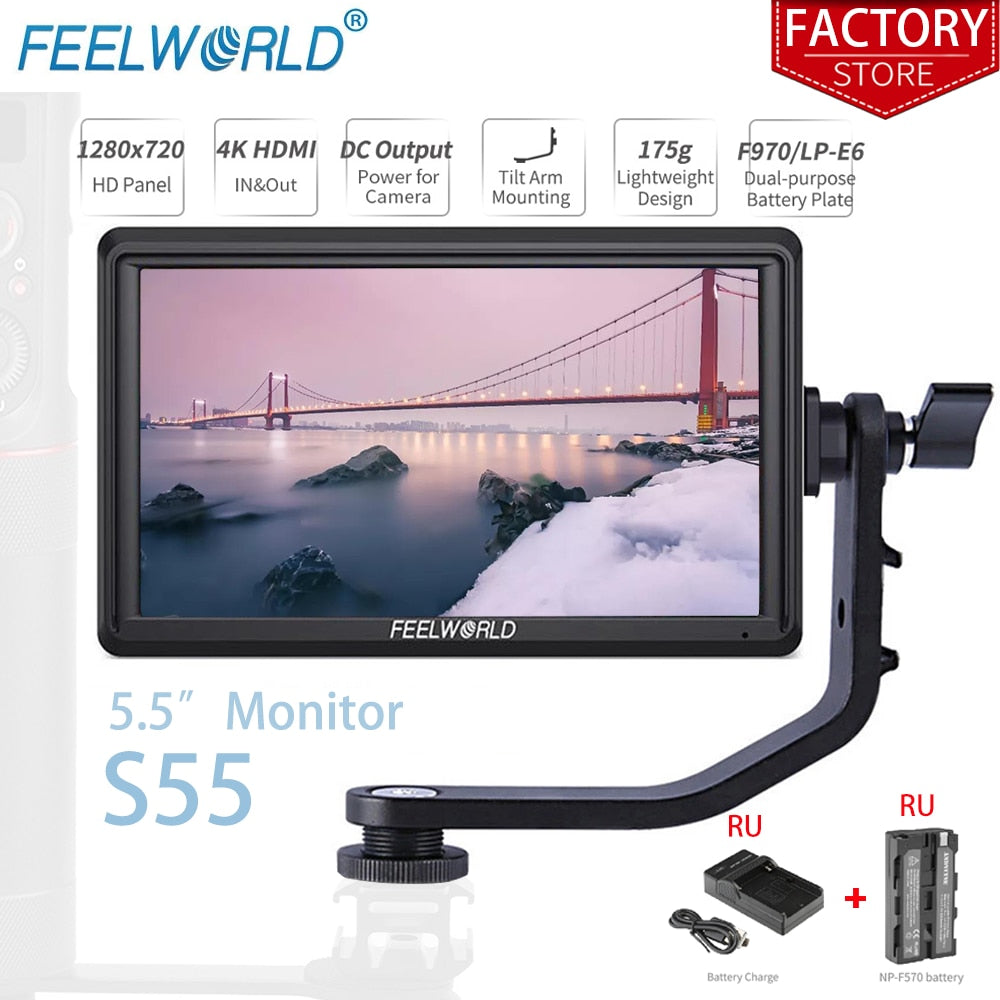 FEELWORLD 5.5 Inch 4k Portable Camera DSLR Field Monitor HDMI Input Output Small Full HD 1280x720