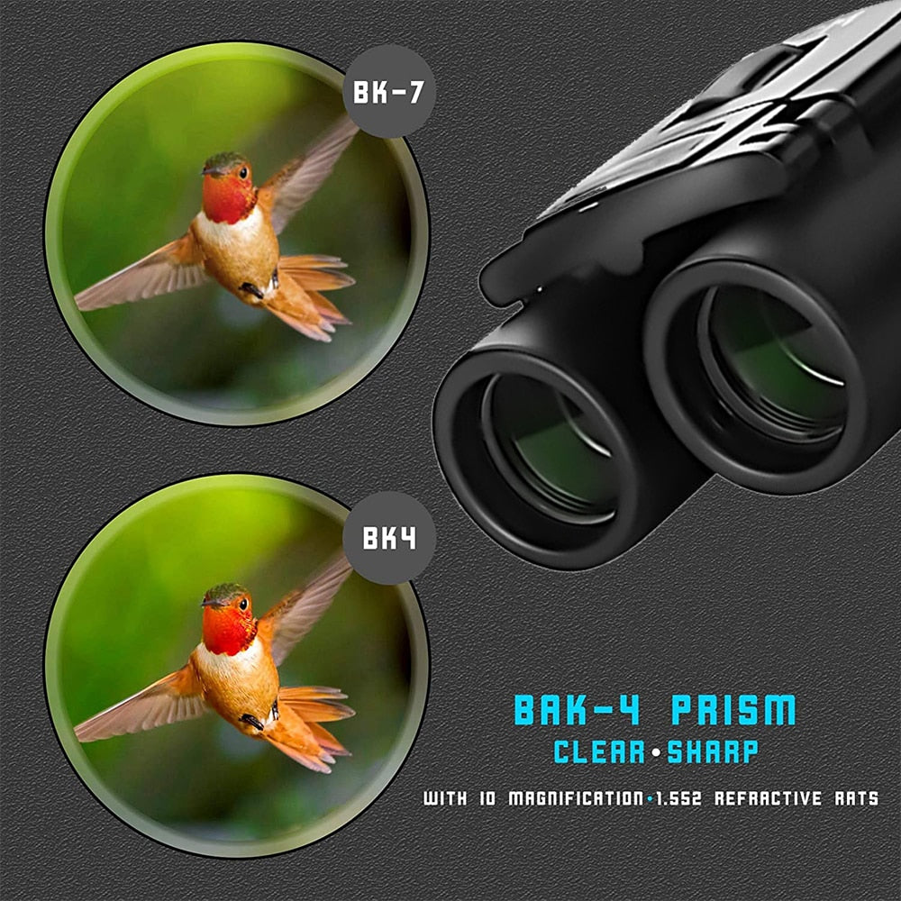 200X25 100X22 HD Powerful Binoculars Long Range Folding Mini Telescope Low Light Night Vision