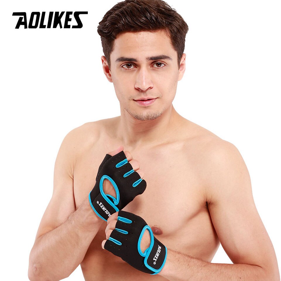 AOLIKES Fitness Half Finger Gloves Weight Lifting Breathable Training Gloves Anti-slip Men Women S/M/L