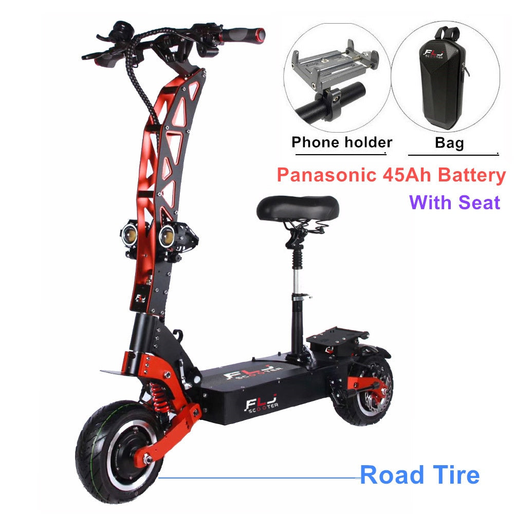 FLJ 7000W E Scooter with Dual engines 72V Electric scooter Road tire led pedal best Top Speed