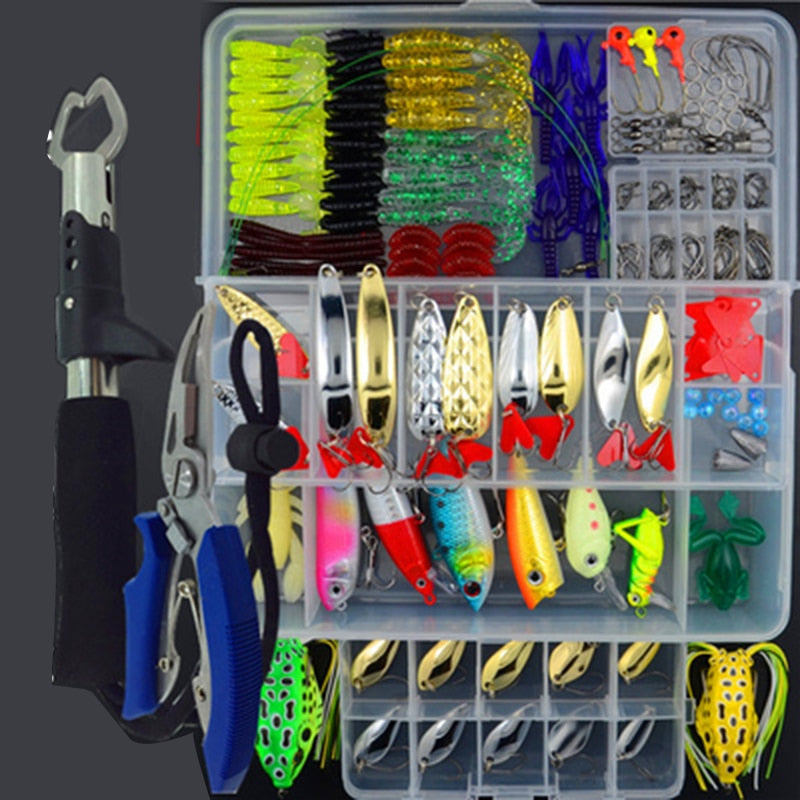 205/206/207Pcs Fishing Lure Set With Hard Bait Soft Lure Plier Grip Kit