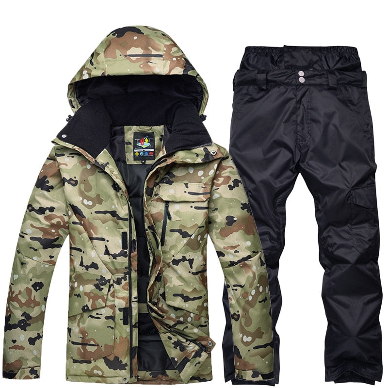 New Mens Camouflage Ski Suit Waterproof Breathable Snowboard Jacket Winter Snow