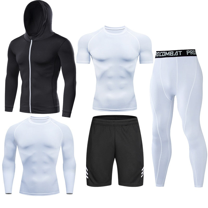 Men's Compression Running Set Football Basketball Cycling Fitness Sport Wear Kits Teenager