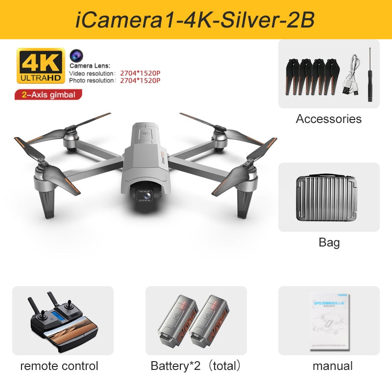 2022 New GOD GPS Drone 4K HD Camera Anti-Shake 2-Axis Gimabal Brushless Motor 5KM RC Quadcopter