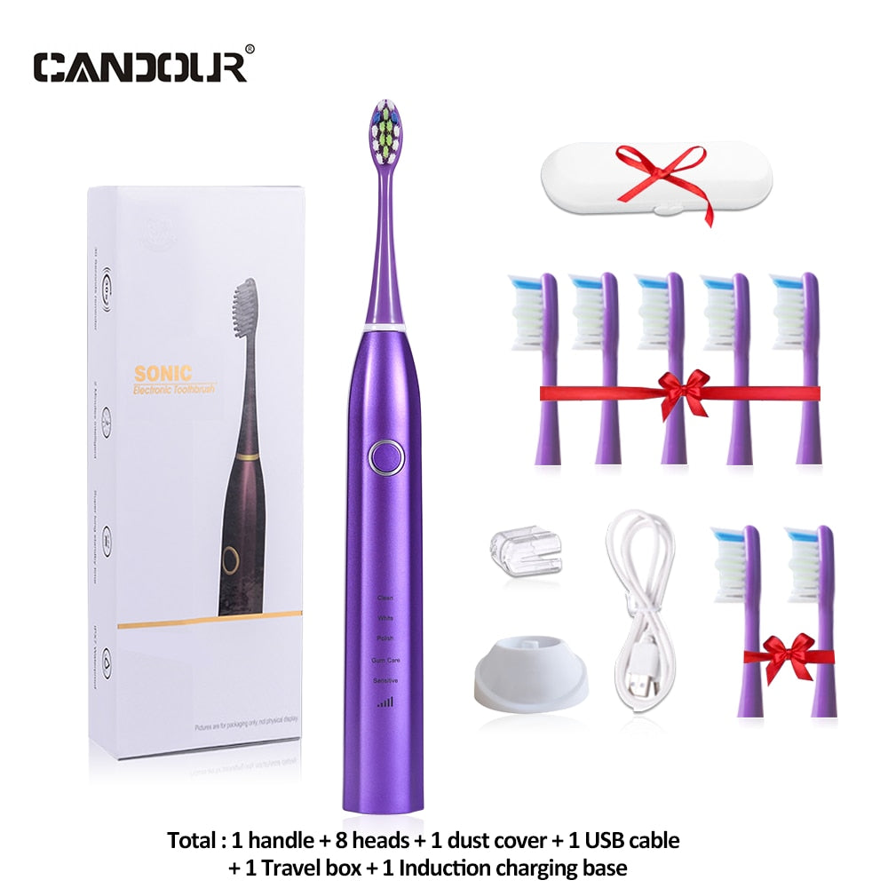 CANDOUR CD-5168 Sonic Electric Toothbrush Rechargeable Toothbrush IPX8 Waterproof 15 Mode