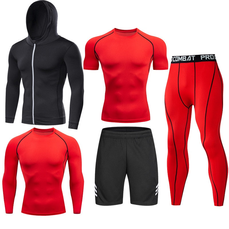 Men's Compression Running Set Football Basketball Cycling Fitness Sport Wear Kits Teenager