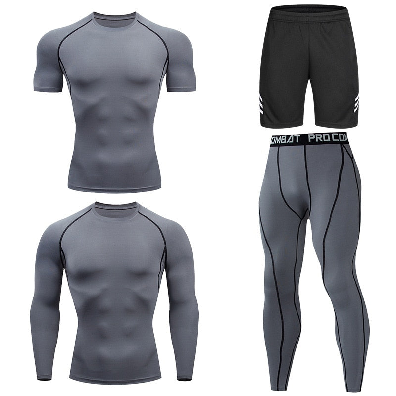 Men's Compression Running Set Football Basketball Cycling Fitness Sport Wear Kits Teenager