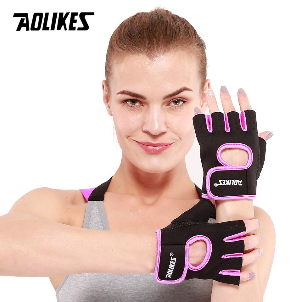 AOLIKES Fitness Half Finger Gloves Weight Lifting Breathable Training Gloves Anti-slip Men Women S/M/L