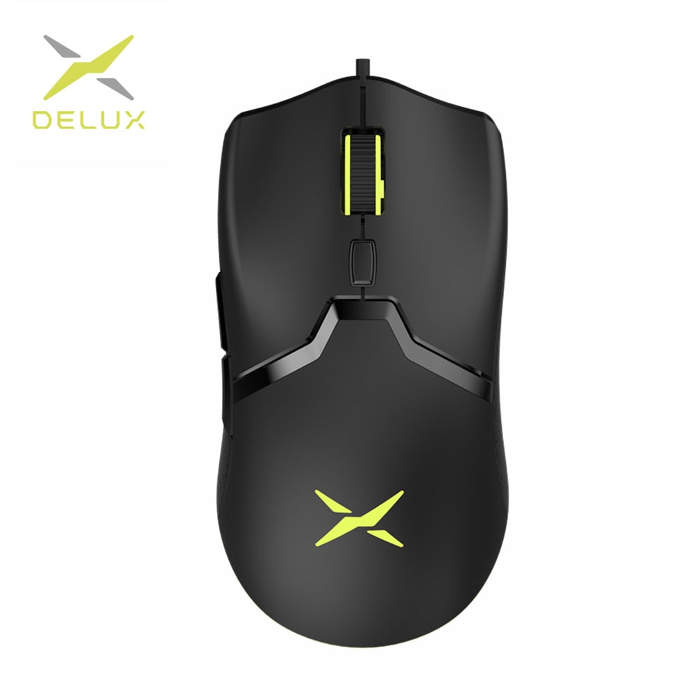 Delux M800 RGB Wired Gaming Mouse 12400-16000 DPI 58g Lightweight Ergonomic 1000Hz Mice with Soft rope