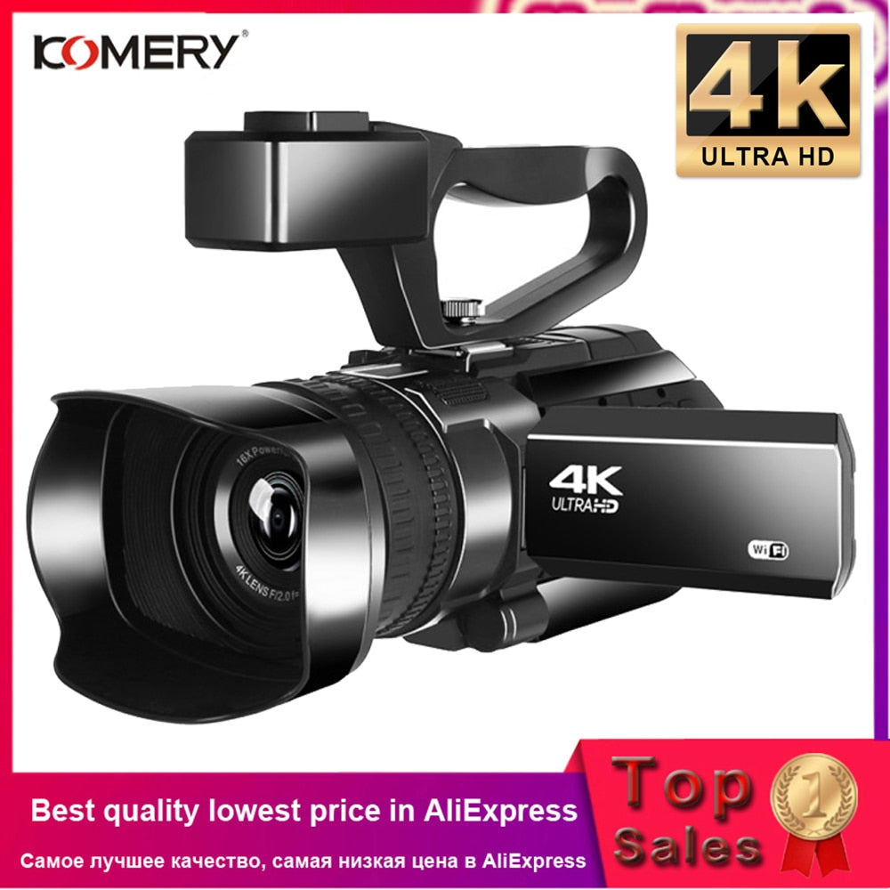 4K Video Camera 30X Digital Camcorder KOMERY Vlogging Recorder 3.0 Inch Touch Screen Night Vision