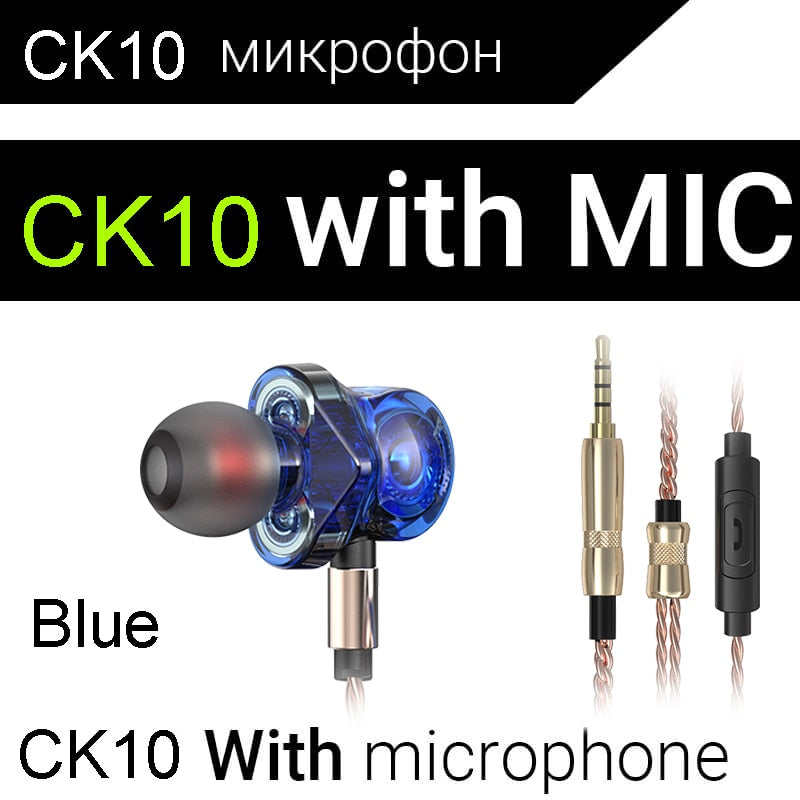 Original QKZ CK10 In Ear Earphone With Mic 6 Dynamic Driver Unit Headsets Stereo Sports