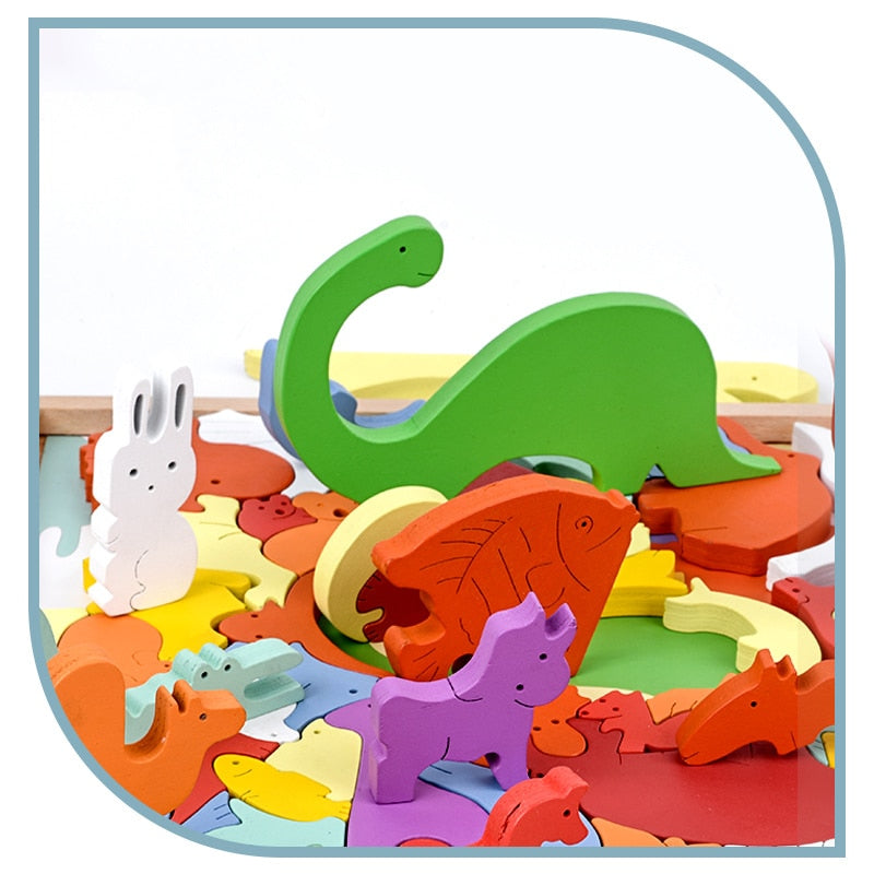 3D Puzzles Toy Animal Cartoon Multilayer Jigsaw Puzzle Creative Baby Wooden Early Educational