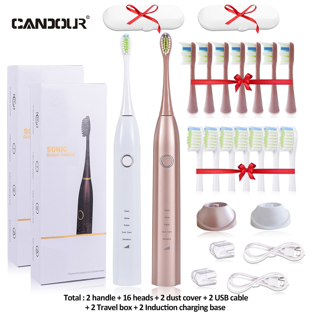 CANDOUR CD-5168 Sonic Electric Toothbrush Rechargeable Toothbrush IPX8 Waterproof 15 Mode