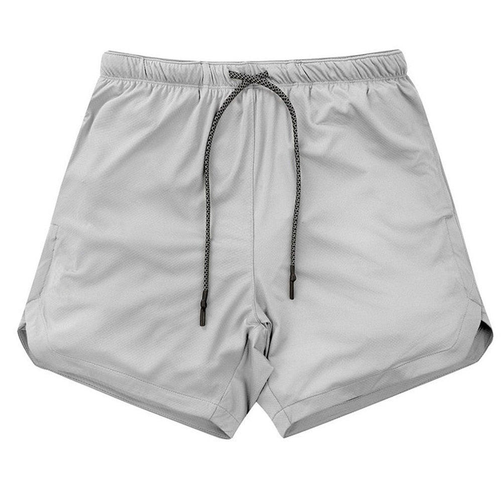 Men 2 in 1 Running Shorts Jogging Gym Fitness Training Quick Dry Beach Short Pants