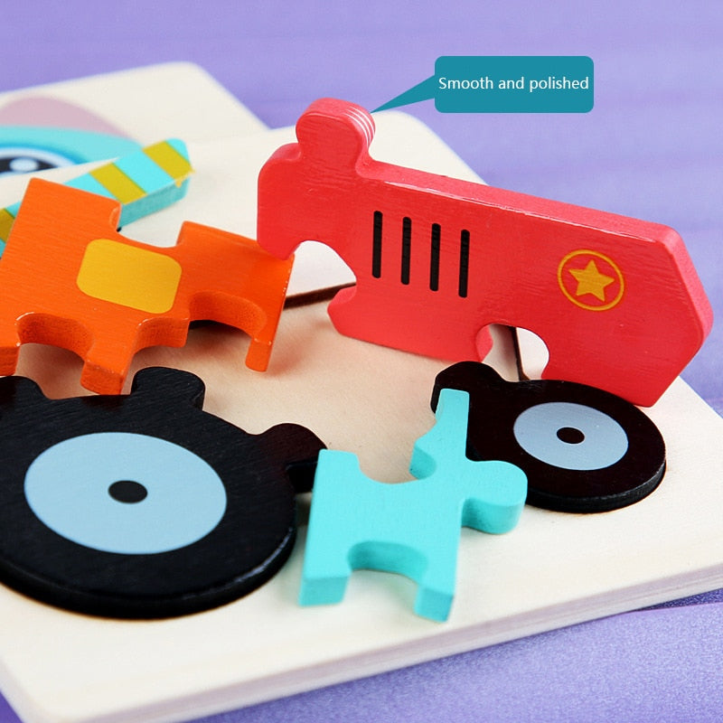 Wooden Toys 3D Puzzle Jigsaw Board Montessori Toys for Children Kids Baby Early Educational