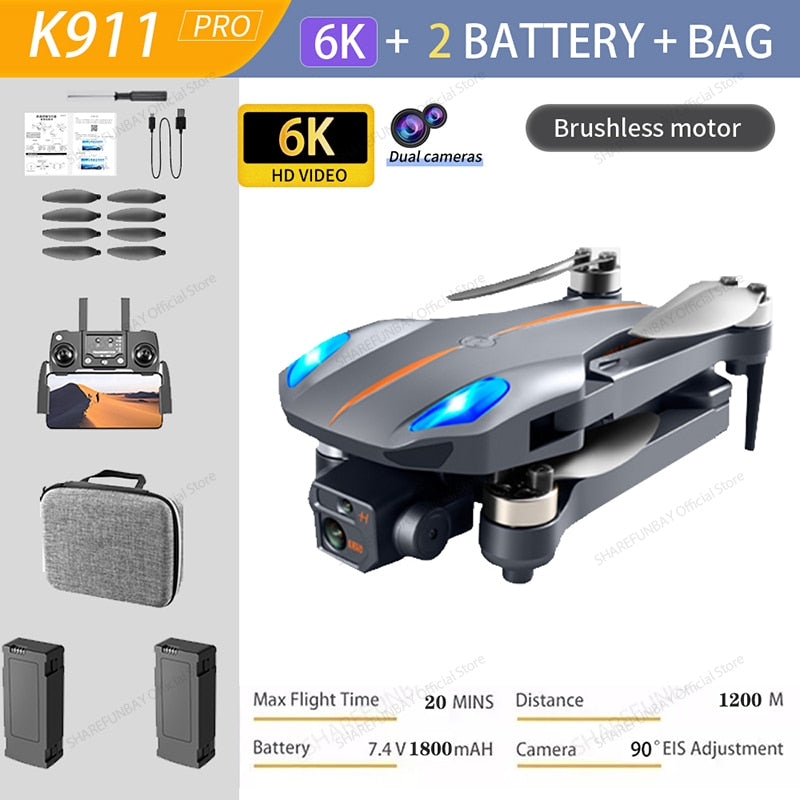 2022 NEW K911 MAX GPS Drone 8K Professional Dual HD Camera 1.2Km Aerial Motor Foldable Quadcopters