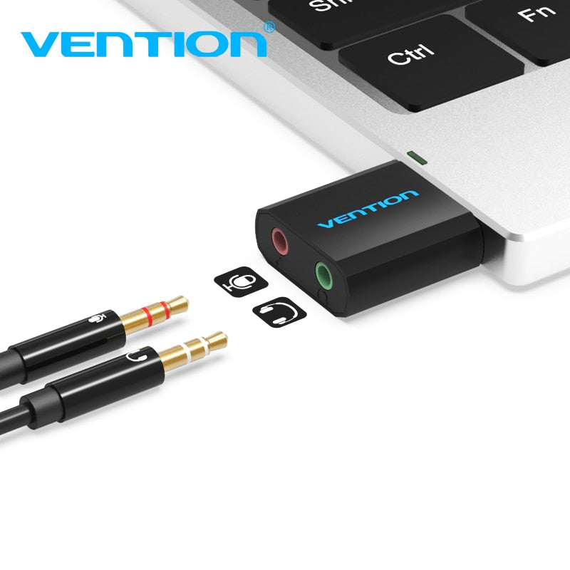 Vention USB Sound Card USB Audio Interface External 3.5mm Microphone Audio Adapter