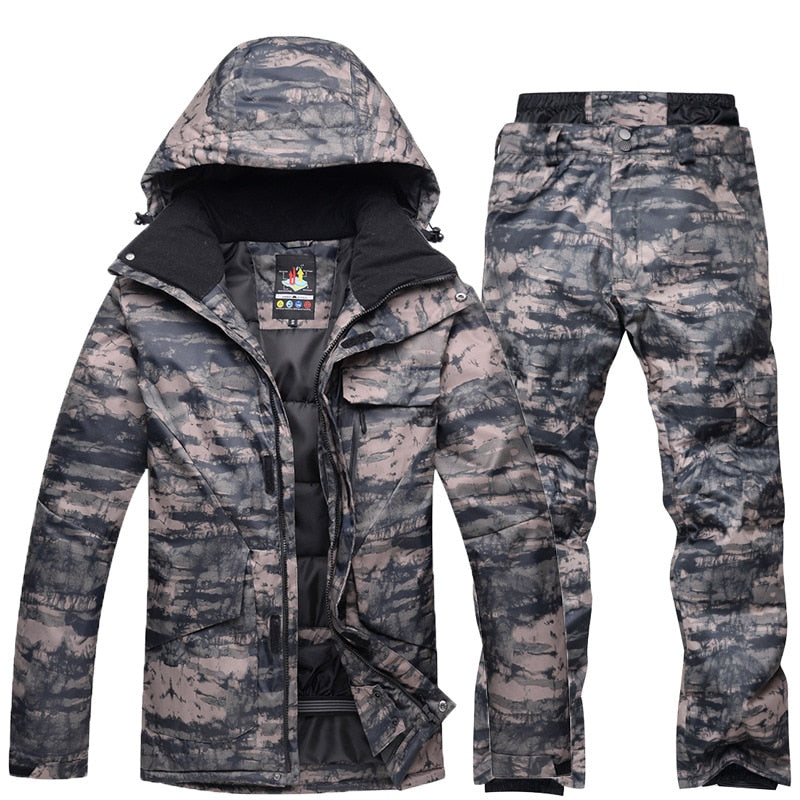 New Mens Camouflage Ski Suit Waterproof Breathable Snowboard Jacket Winter Snow