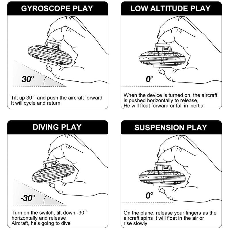 Original FLYNOVA Flying Spinner Boomerang Fly Mini UFO Drone Hand Controlled