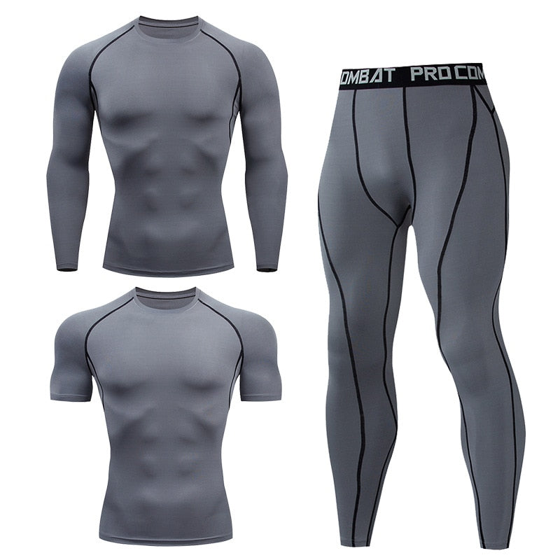 Men's Compression Running Set Football Basketball Cycling Fitness Sport Wear Kits Teenager