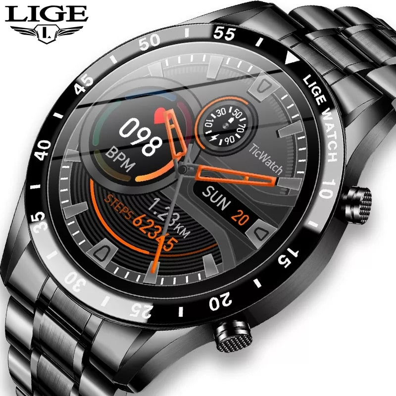 LIGE 2022 Smart Watch Men Full Touch Sport Fitness Watch Blood Pressure Waterproof