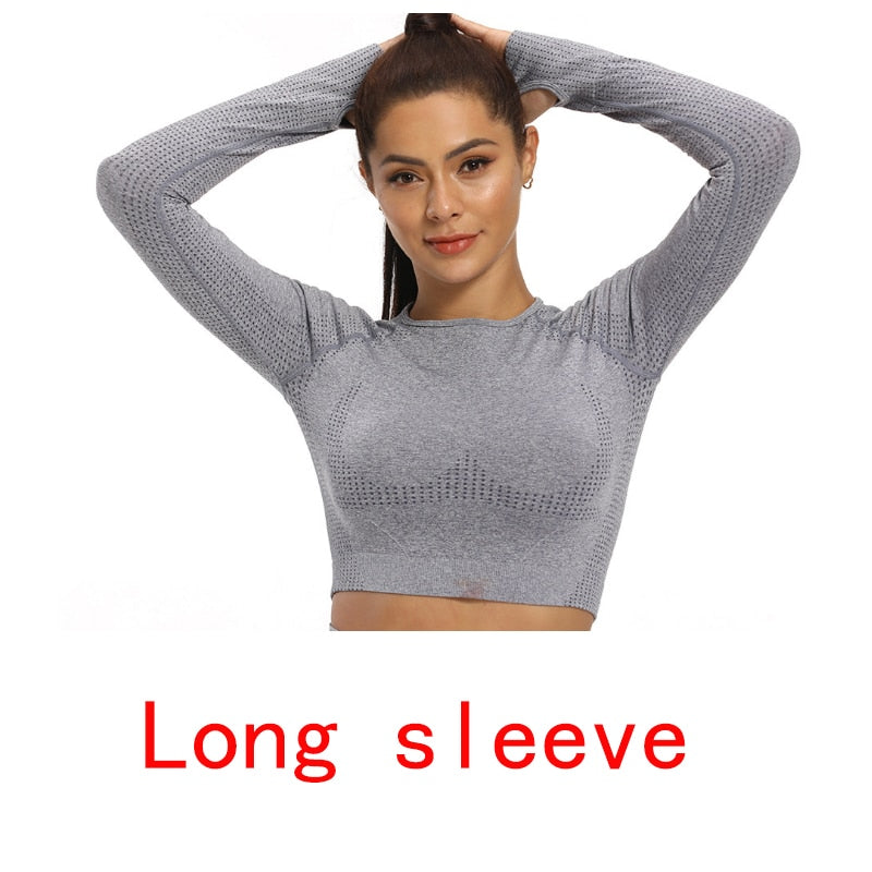 Vital Seamless Yoga Set Women Long Sleeve Summer Top Gym Sport Bra High Waist Tight Leggings