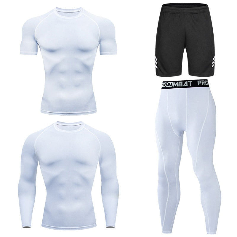 Men's Compression Running Set Football Basketball Cycling Fitness Sport Wear Kits Teenager