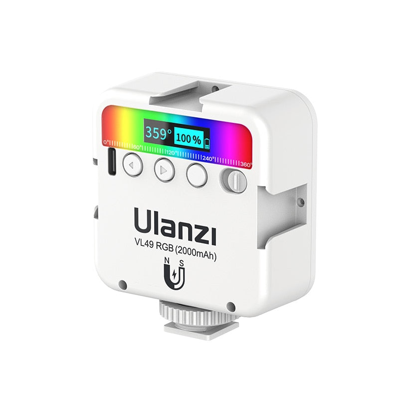 Ulanzi VL49 RGB Video Lights Mini LED Camera Light 2000mAh Rechargable LED Panel Lamp