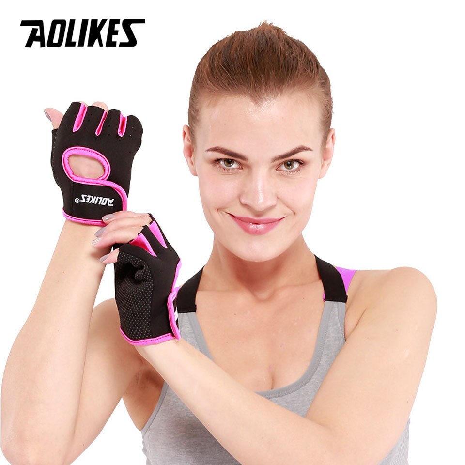 AOLIKES Fitness Half Finger Gloves Weight Lifting Breathable Training Gloves Anti-slip Men Women S/M/L