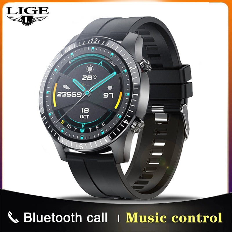 LIGE 2021 New Smart Watch Men Full Touch Screen Sports Fitness Watch Waterproof