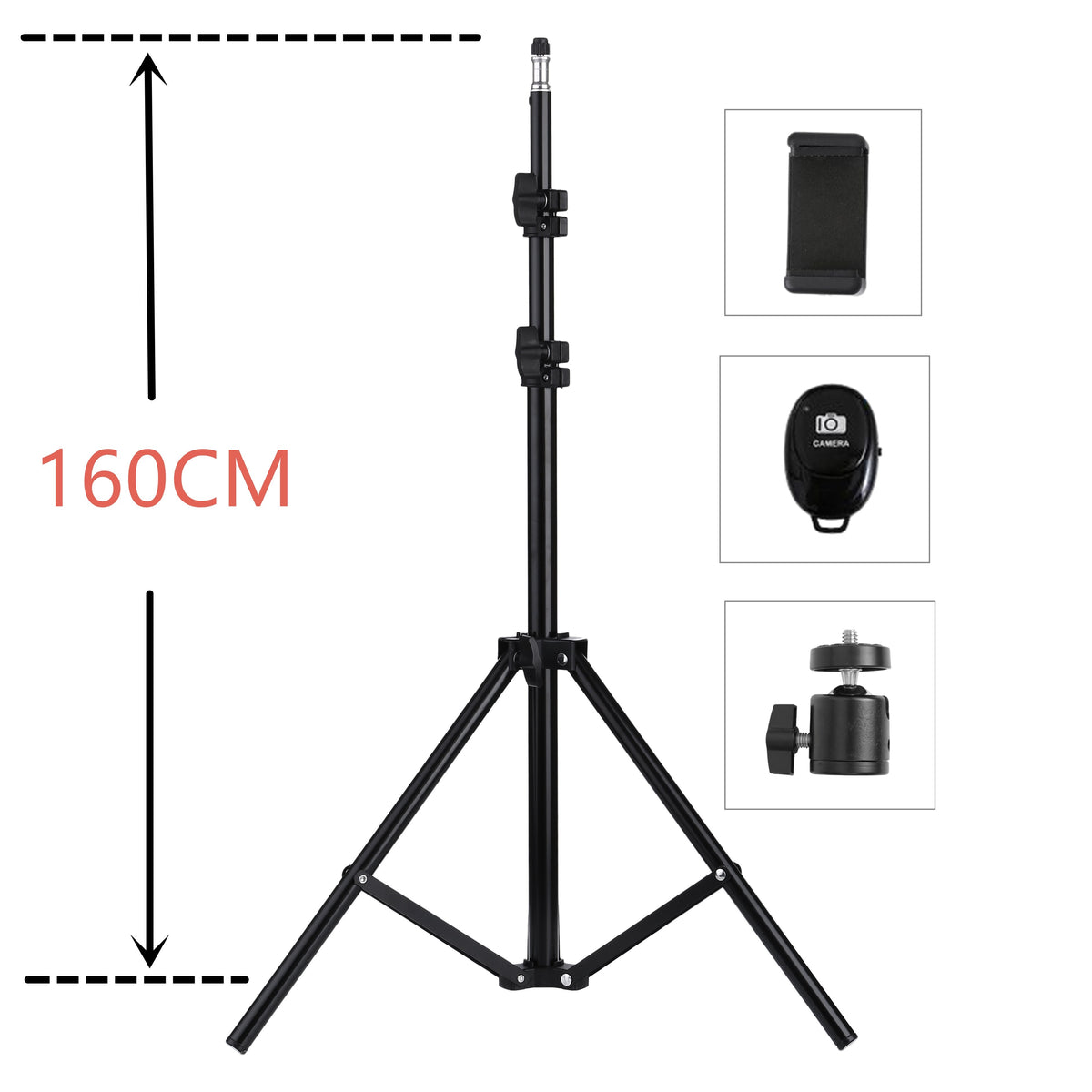 Portable 160cm 200cm Selfie Strong Photo Tripod Stand For Mobile Phone Digital Camera