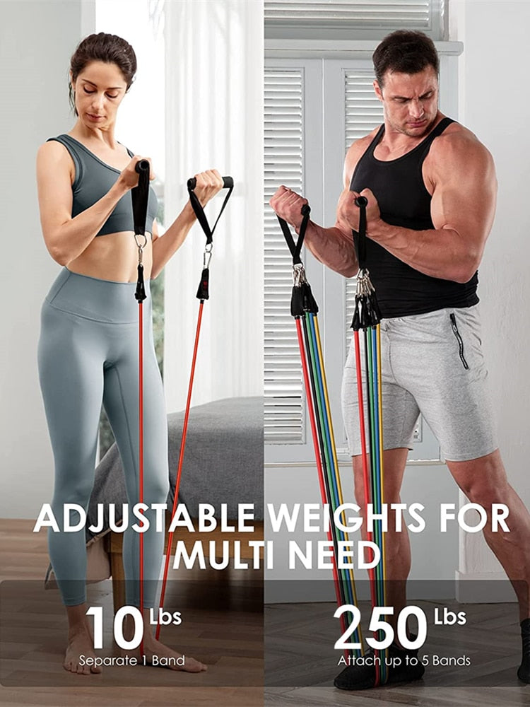 150/250lb Pull Rope Fitness Exercises Resistance Bands Set Elastic Yoga Band Indoor BodyHome Workout