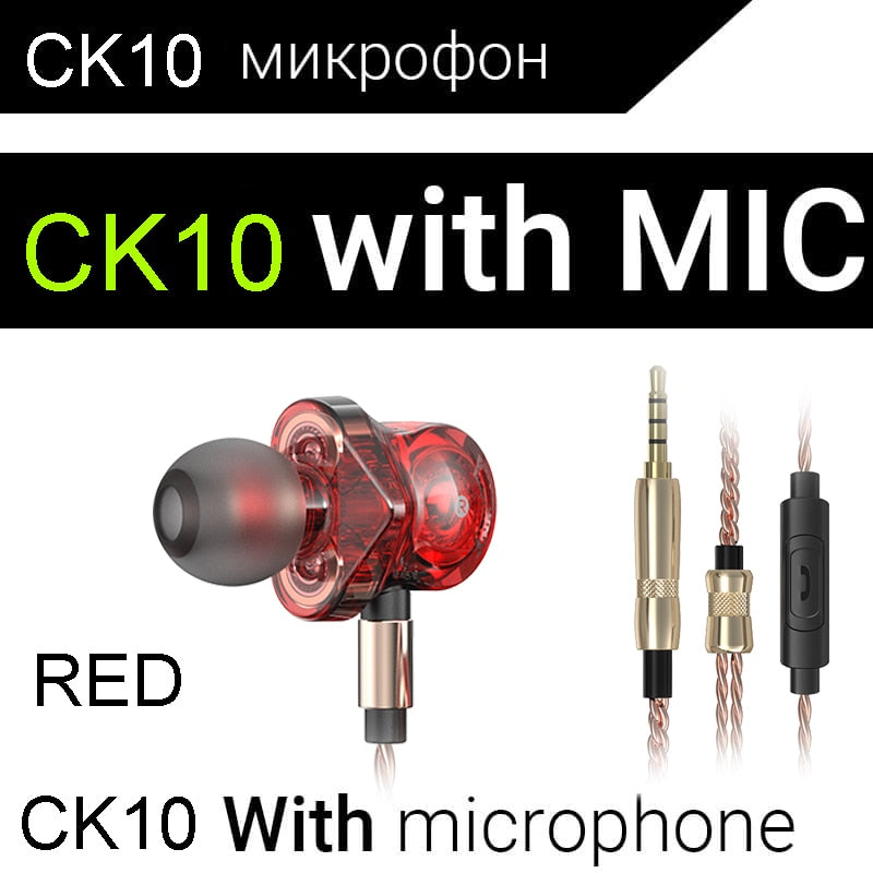 Original QKZ CK10 In Ear Earphone With Mic 6 Dynamic Driver Unit Headsets Stereo Sports