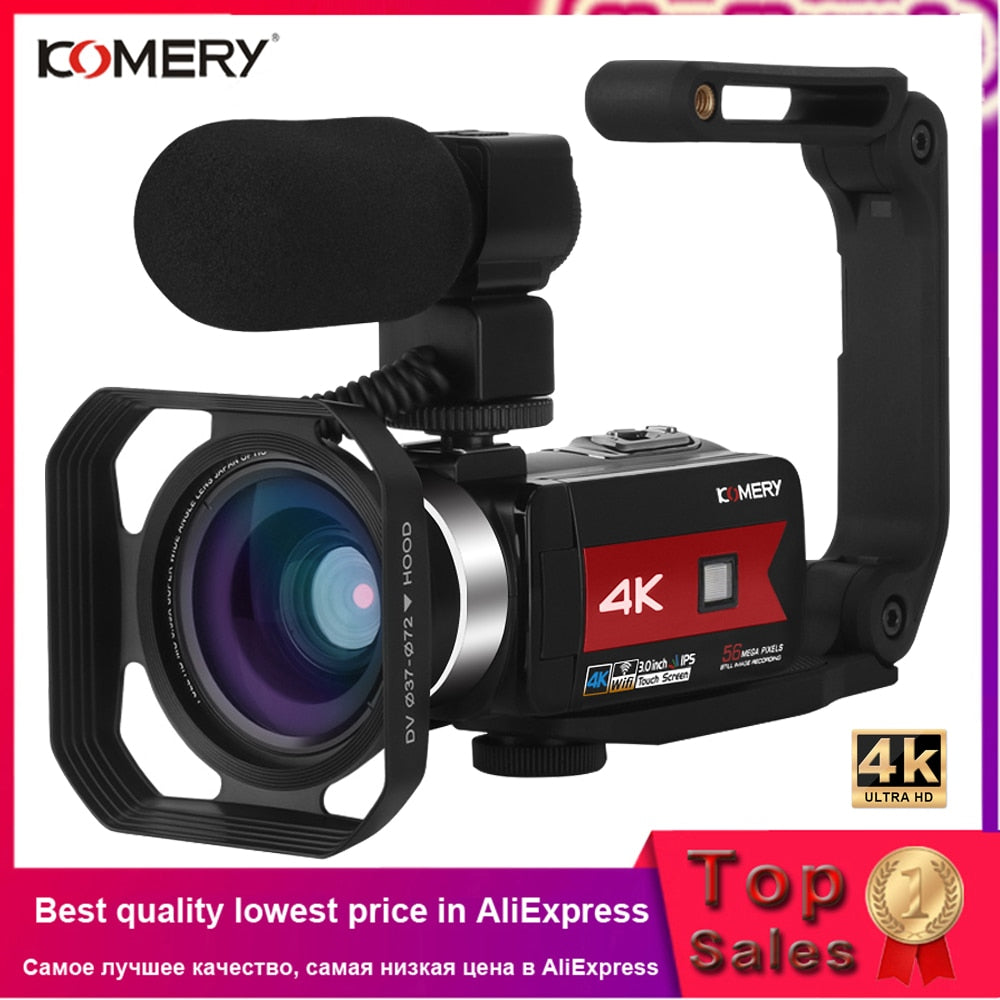 Professional Video Camera Wide Angle 4K Camcorder For Live Stream Youtube Webcam