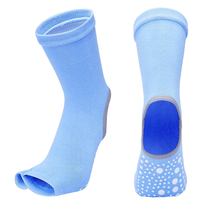 Hot Two Toe Yoga Socks Silicone Non Slip Quick-Dry Pilates Sock Foot Heel Cotton