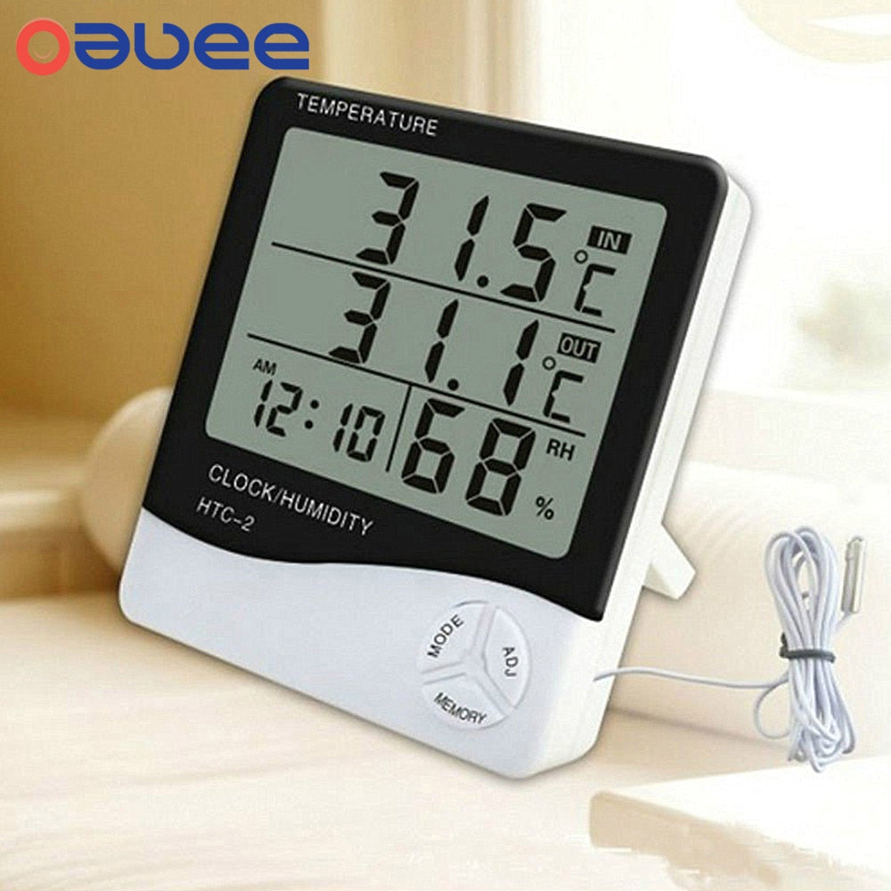 Oauee LCD Electronic Digital Temperature Humidity Meter Indoor Outdoor Thermometer