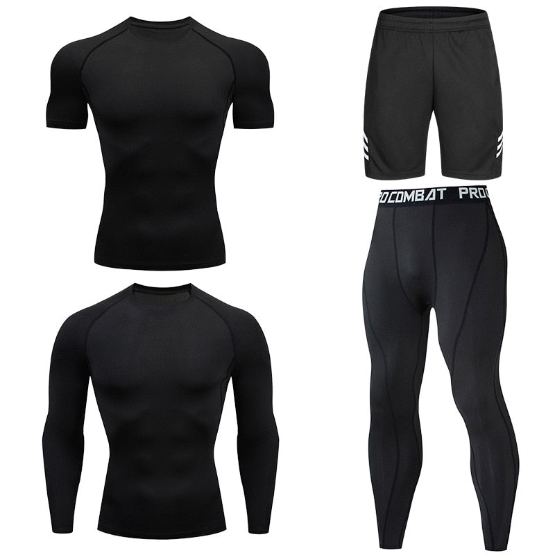 Men's Compression Running Set Football Basketball Cycling Fitness Sport Wear Kits Teenager