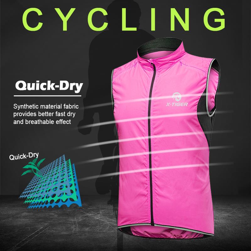 Women Windproof Cycling Vest Sleeveless Reflective MTB Bike Jacket Outdoor Sport Running