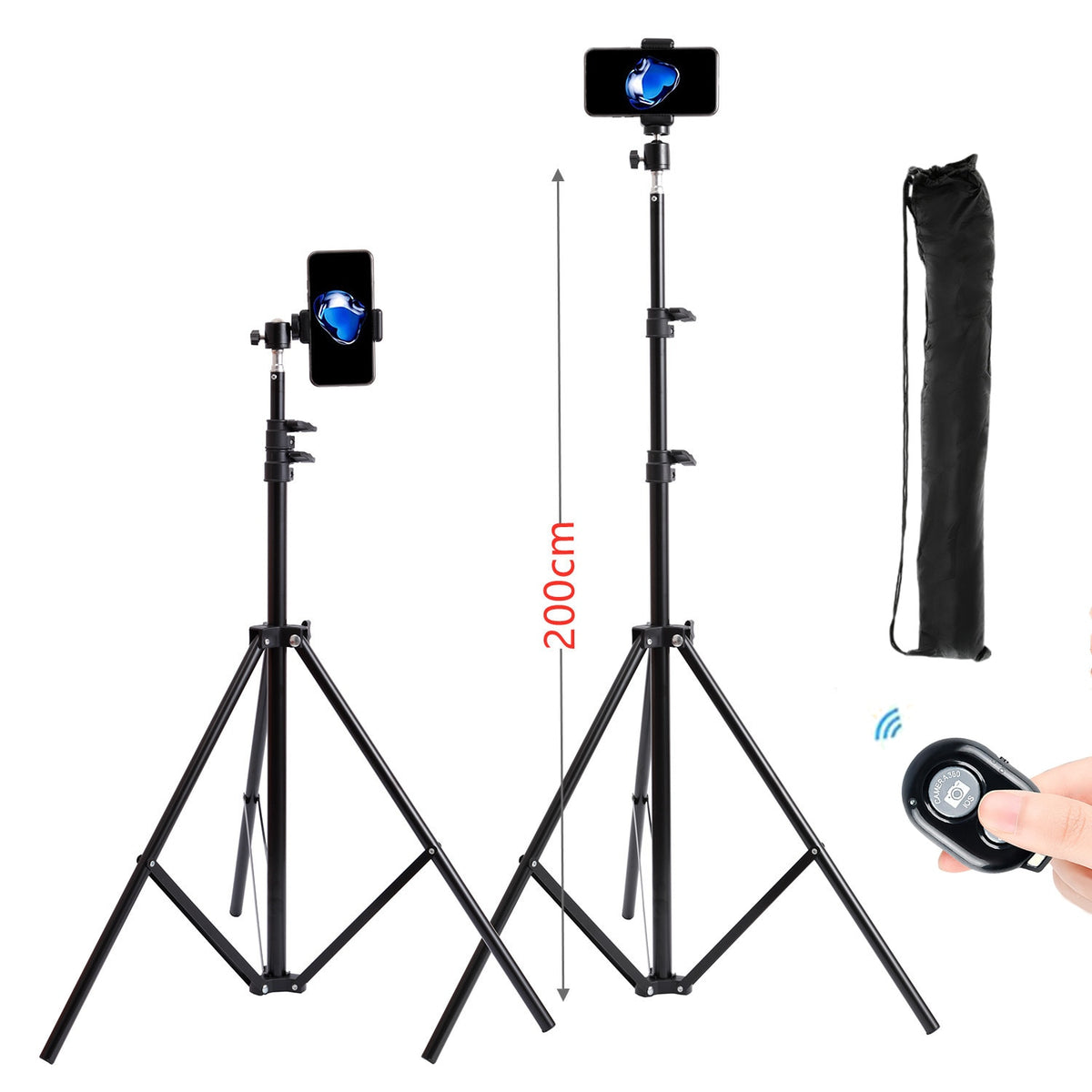 Portable 160cm 200cm Selfie Strong Photo Tripod Stand For Mobile Phone Digital Camera