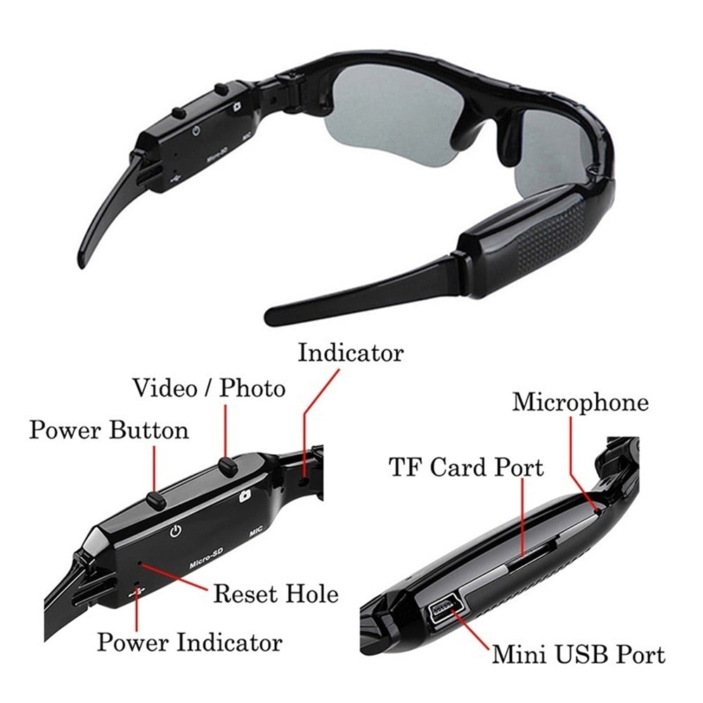 Mini Sun Camera Glasses Eyewear Digital Video Recorder Spy Glasses with Camera