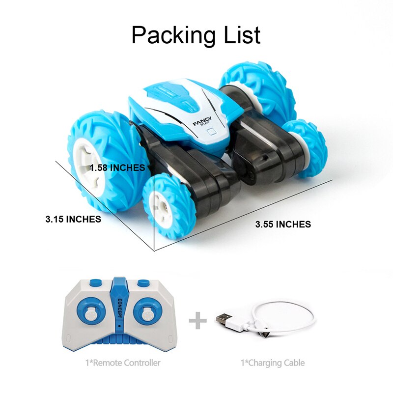 Sinovan Mini RC Car 2.4G Stunt Drift Deformation Buggy Remote Control Roll 360 Degree Flip Blue Toys kids